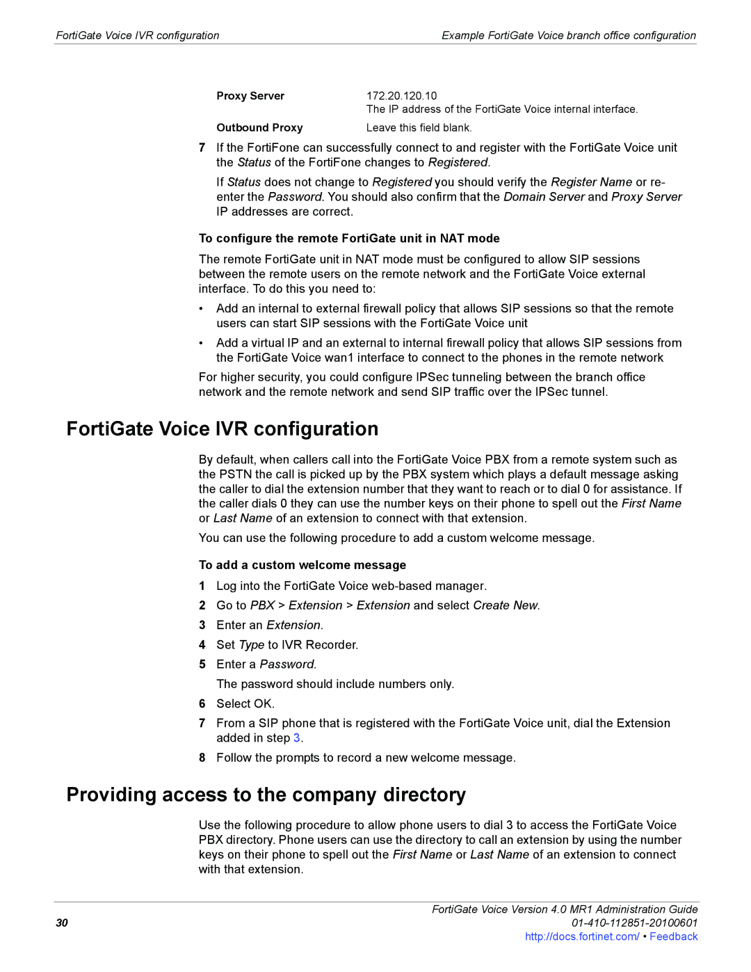 Fortinet 4.0 MR1 manual FortiGate Voice IVR configuration, Providing access to the company directory 