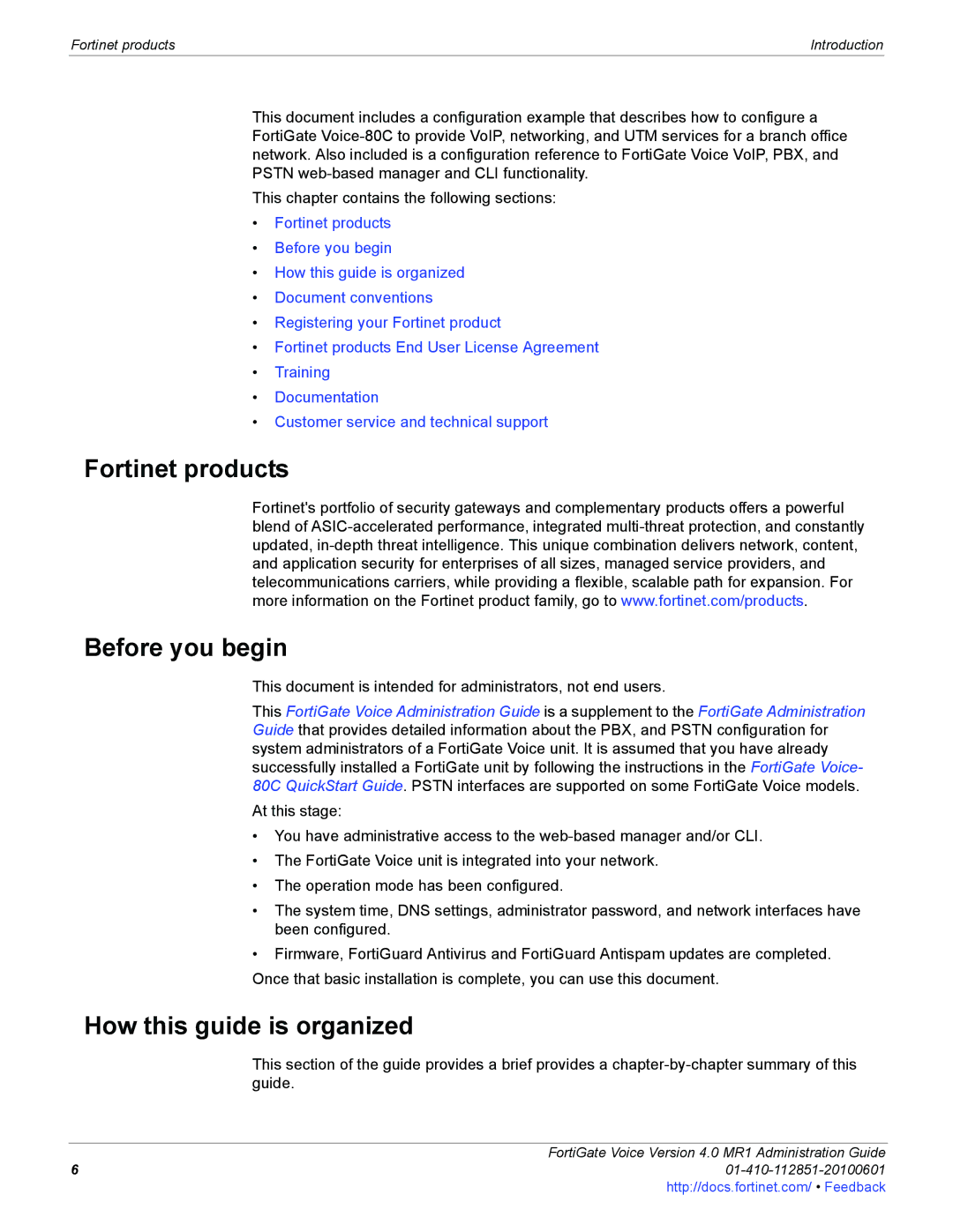 Fortinet 4.0 MR1 manual Fortinet products Before you begin, How this guide is organized 