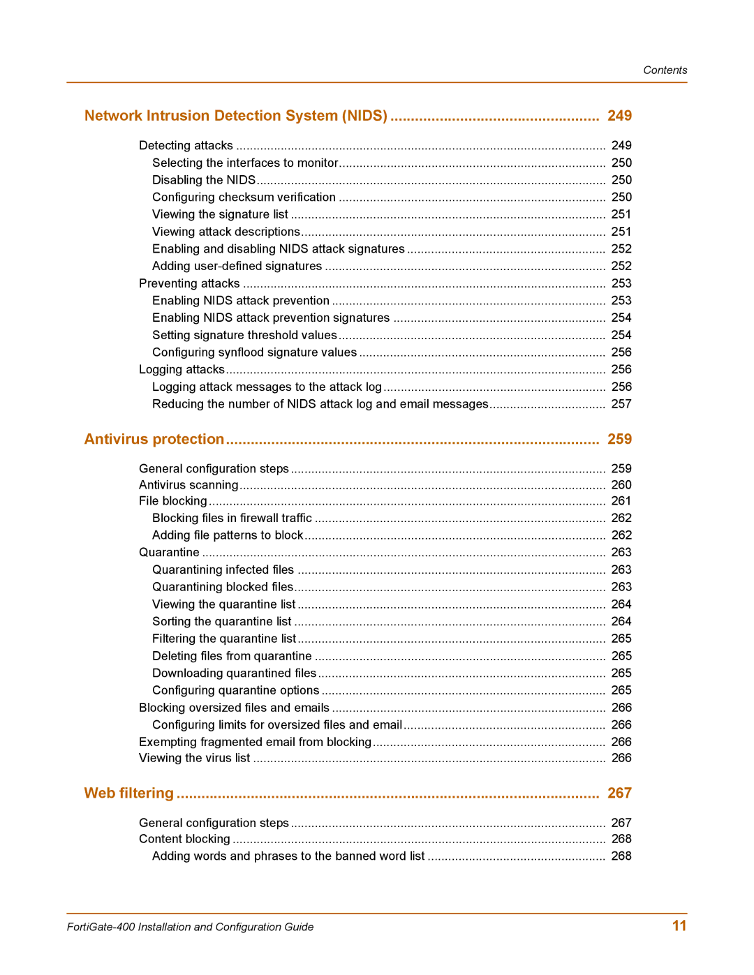 Fortinet 400 manual Network Intrusion Detection System Nids 249 