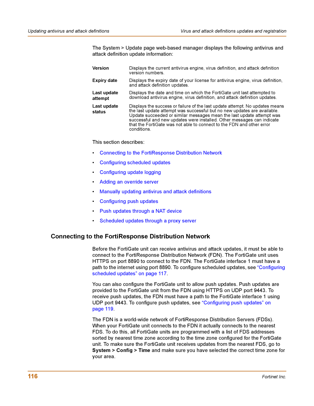 Fortinet 400 manual Connecting to the FortiResponse Distribution Network 