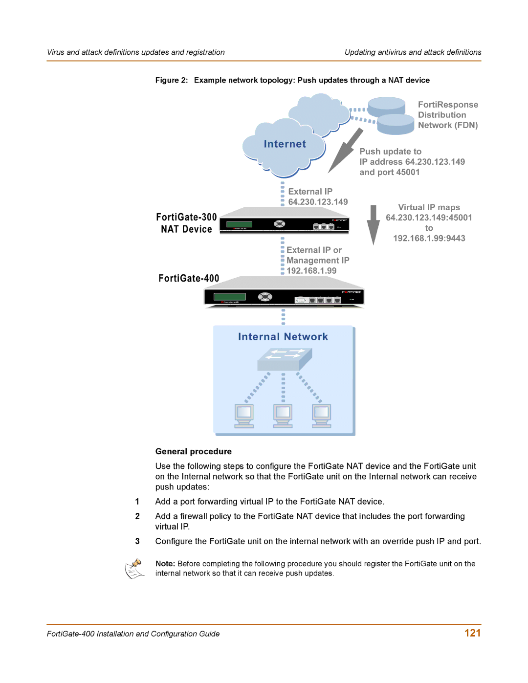 Fortinet 400 manual 121, General procedure 