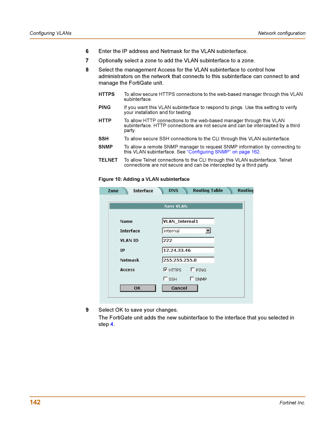 Fortinet 400 manual 142, Adding a Vlan subinterface 