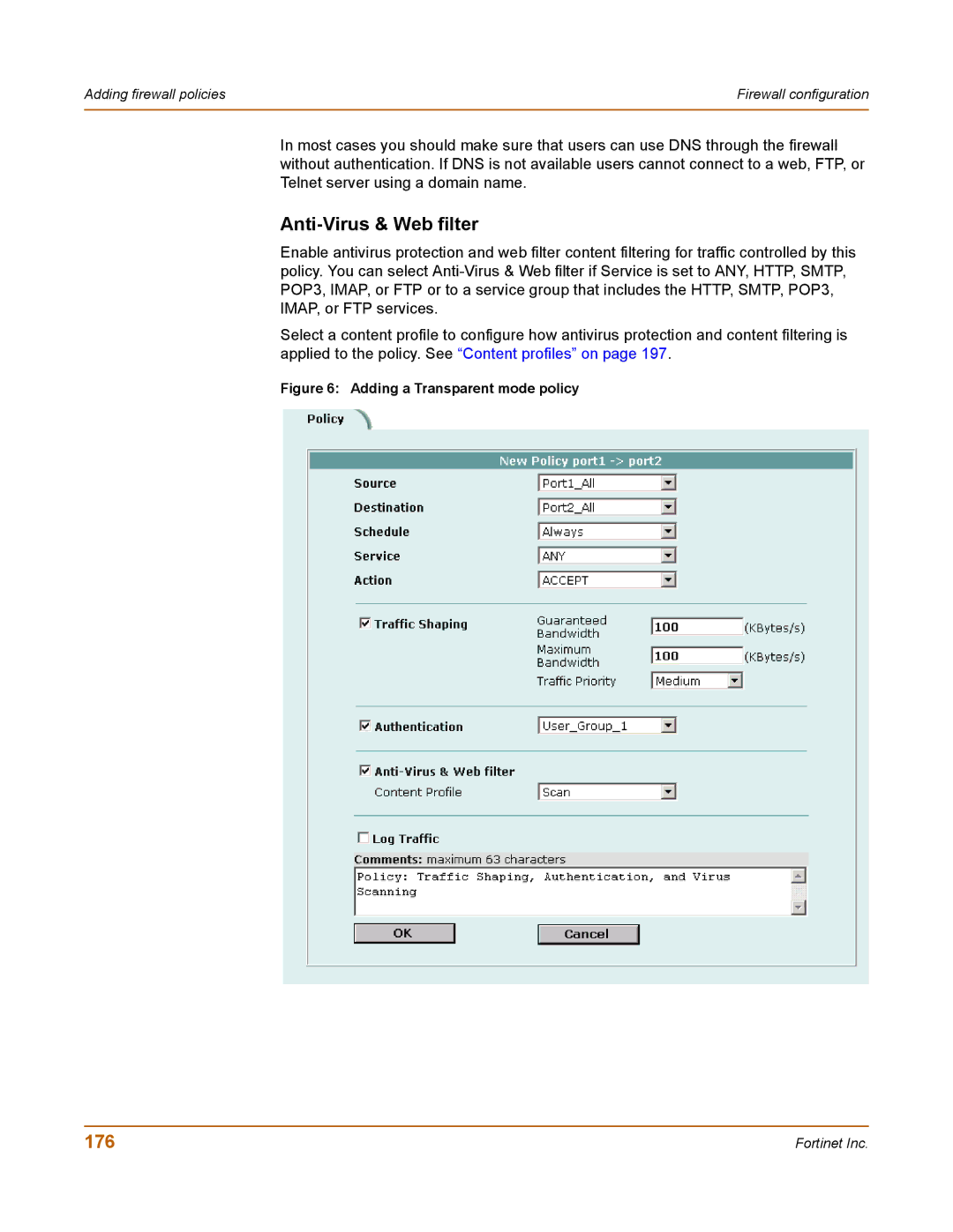 Fortinet 400 manual Anti-Virus & Web filter, 176 