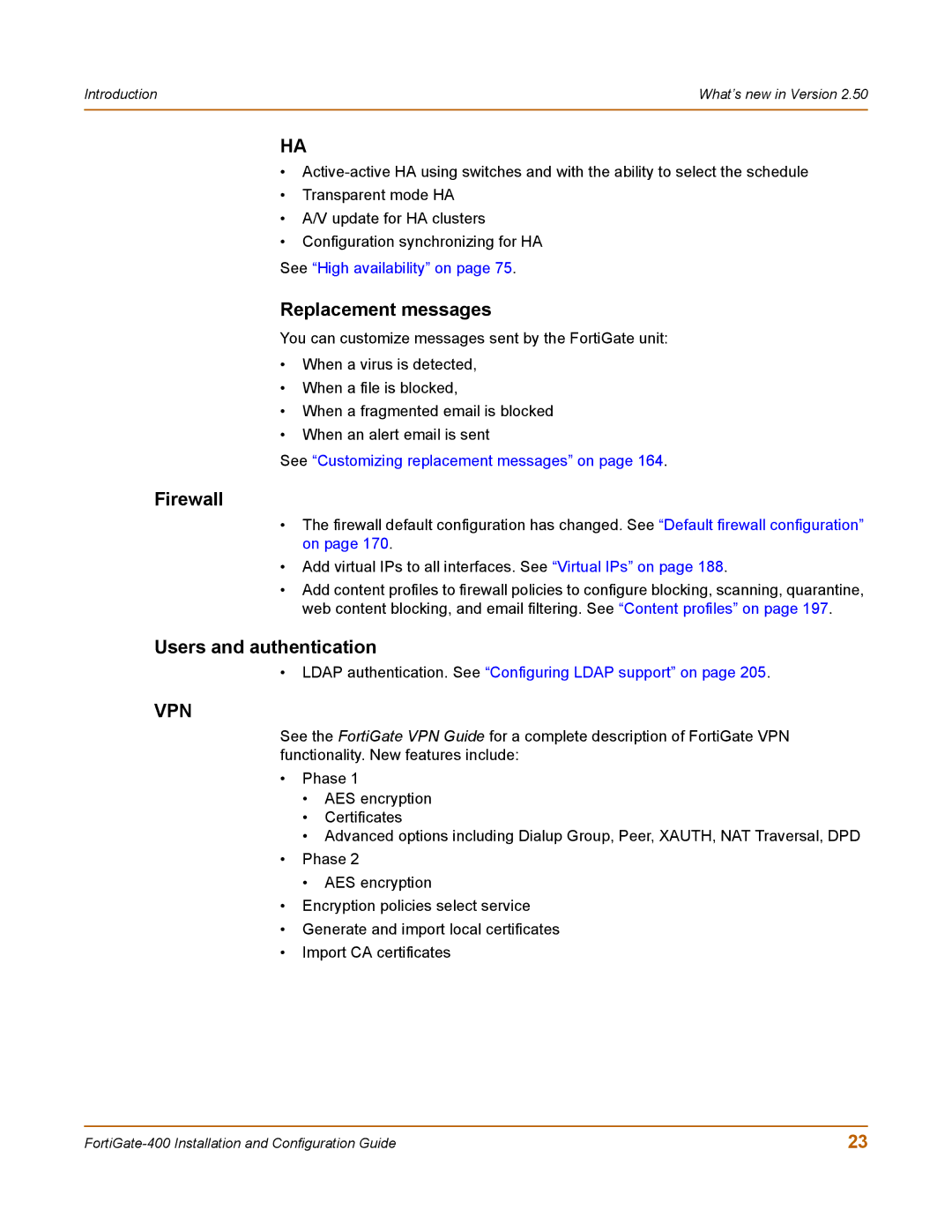 Fortinet 400 manual Replacement messages, Firewall, Users and authentication 