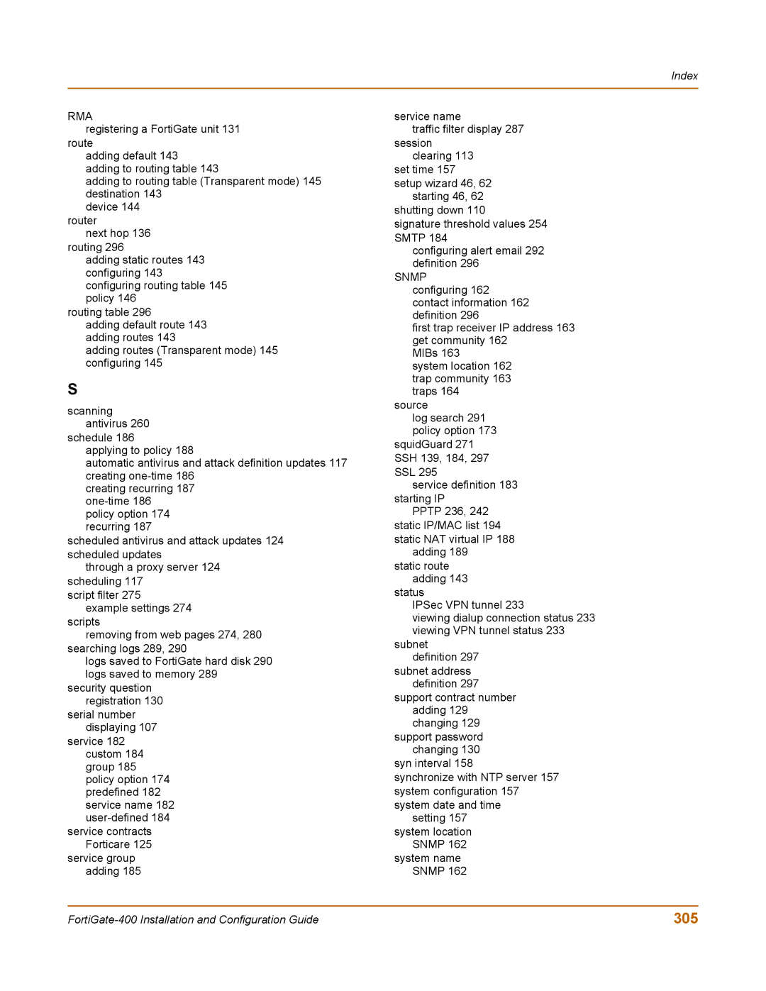 Fortinet 400 manual 305, Rma 