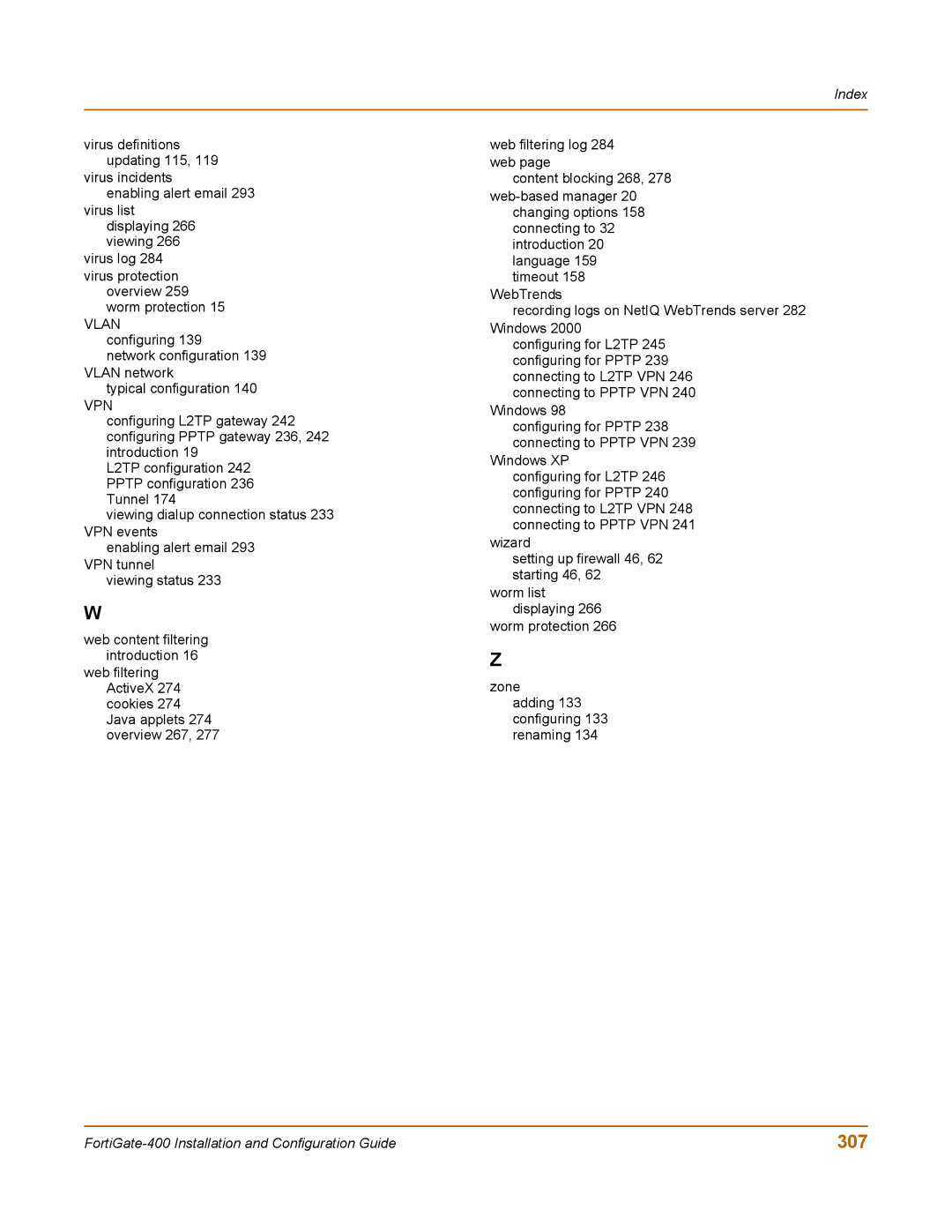 Fortinet 400 manual 307, Vpn 