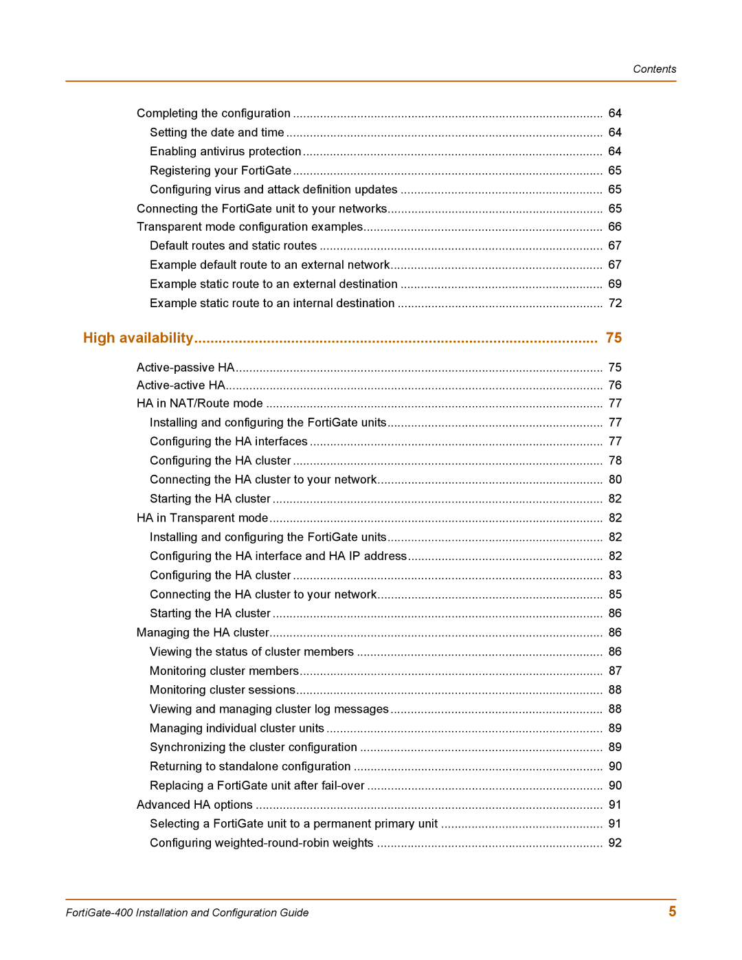 Fortinet 400 manual High availability 