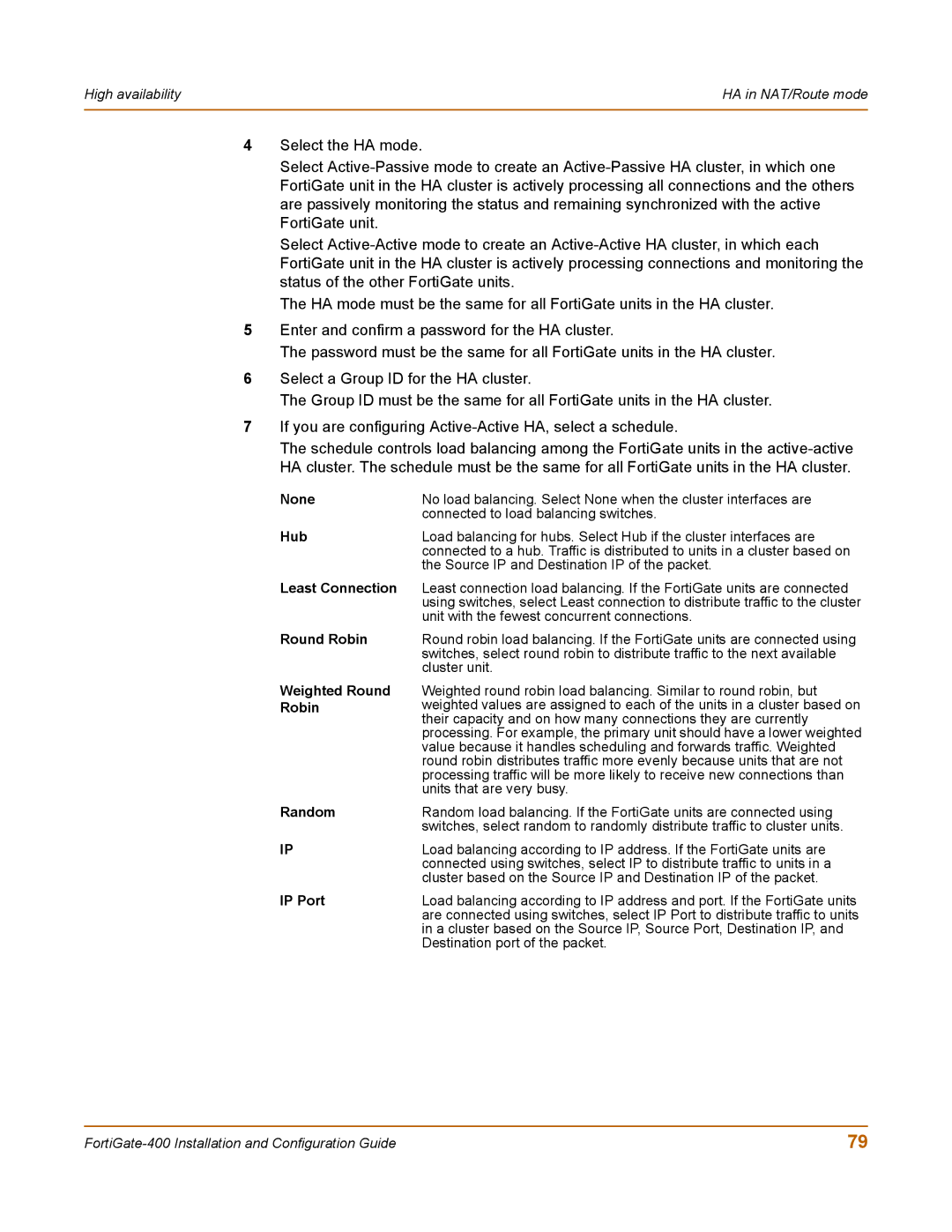 Fortinet 400 manual Least Connection, Weighted Round Robin 