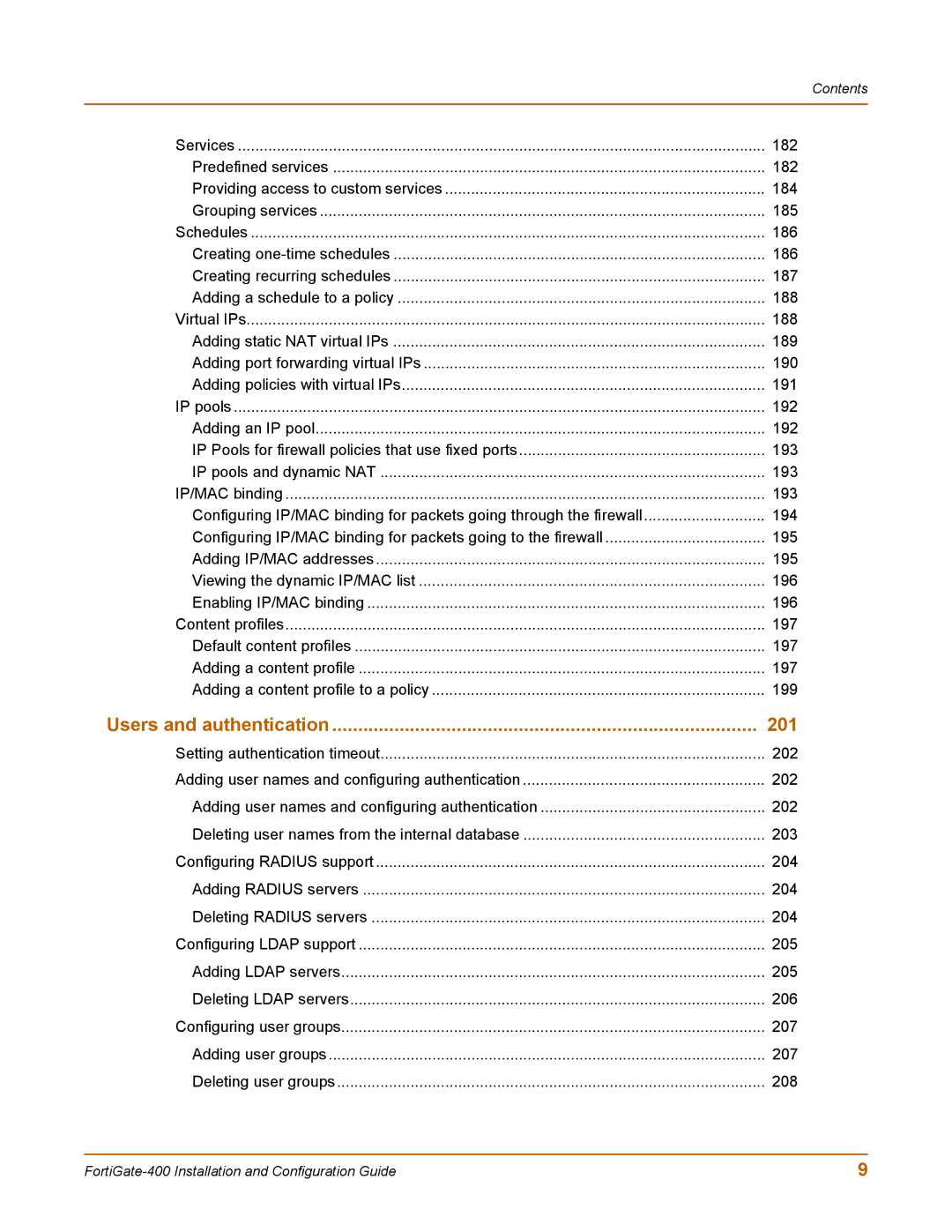 Fortinet 400 manual Users and authentication 201 