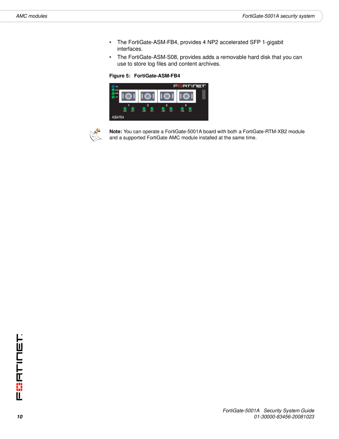 Fortinet 5001A-DW, 5001A-SW manual FortiGate-ASM-FB4 