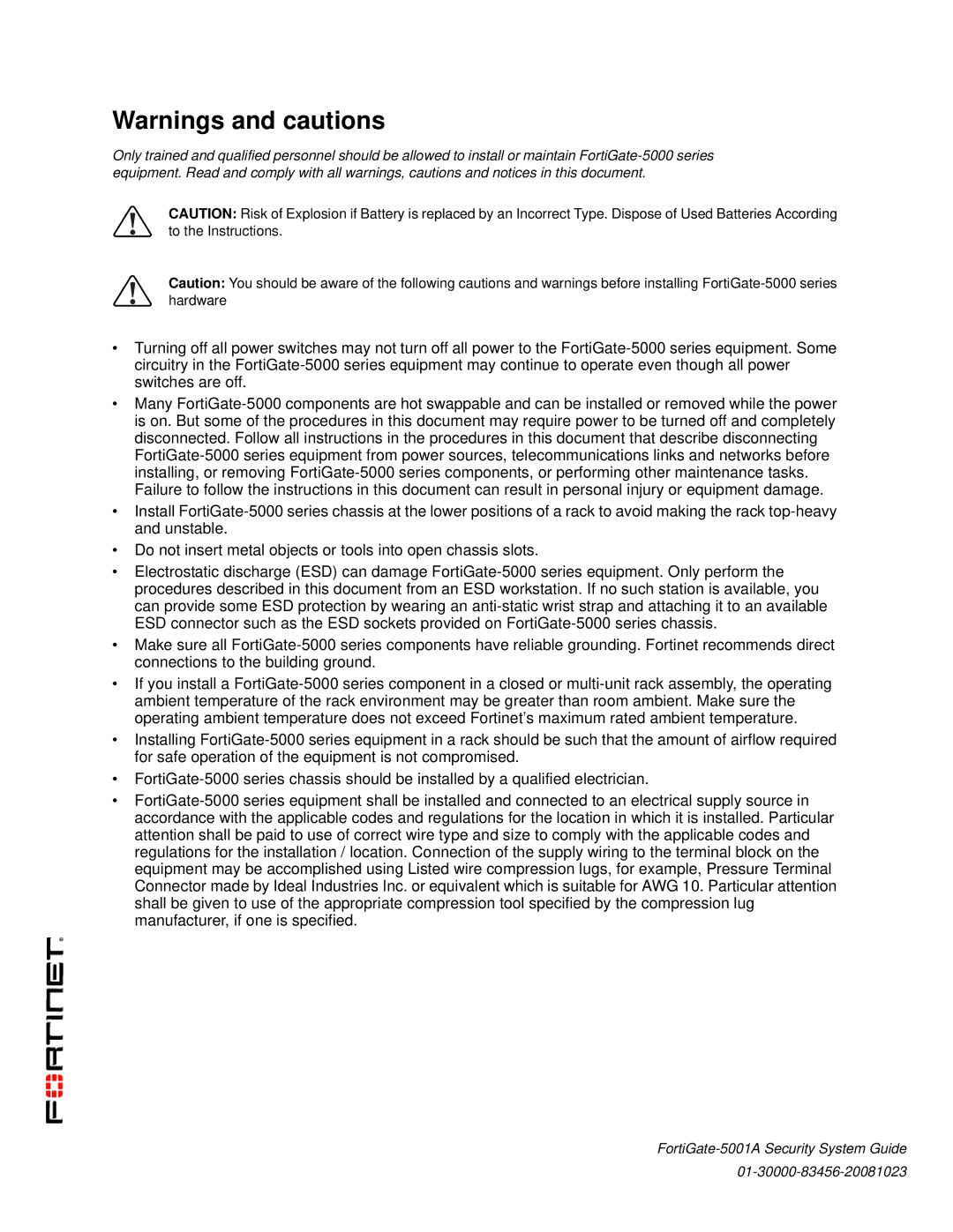 Fortinet 5001A-DW, 5001A-SW manual 