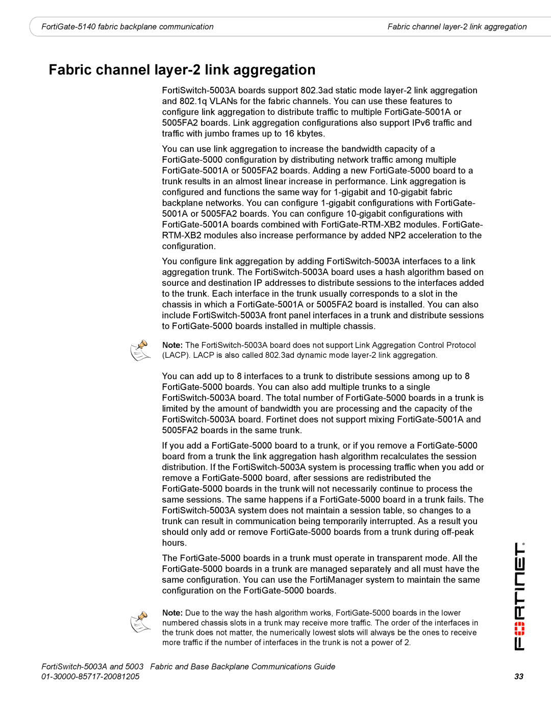Fortinet 5003A manual Fabric channel layer-2 link aggregation 