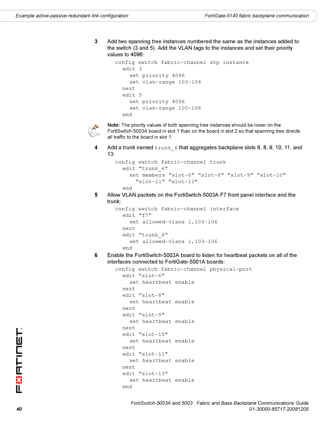 Fortinet 5003A manual Example active-passive redundant link configuration 