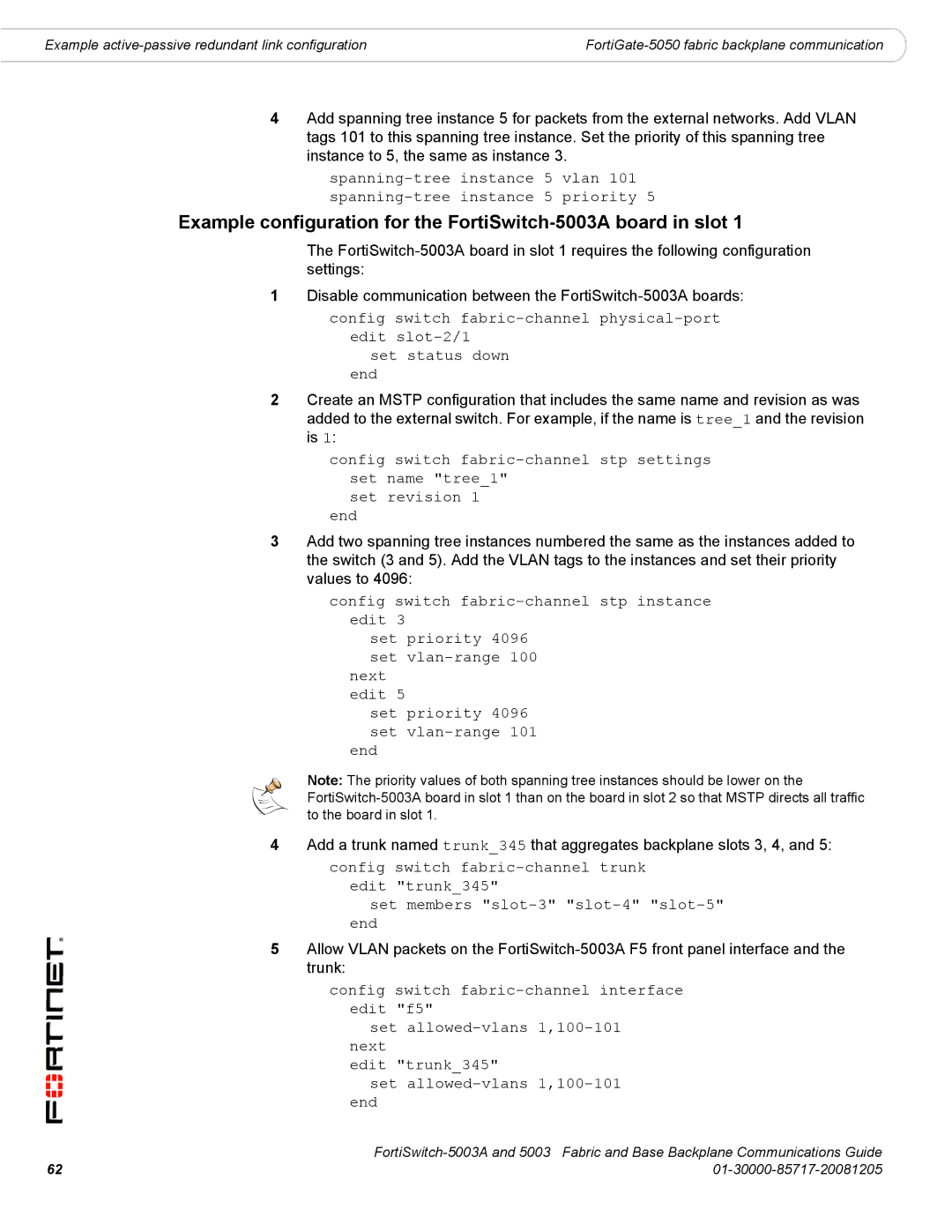 Fortinet 5003A manual Example active-passive redundant link configuration 