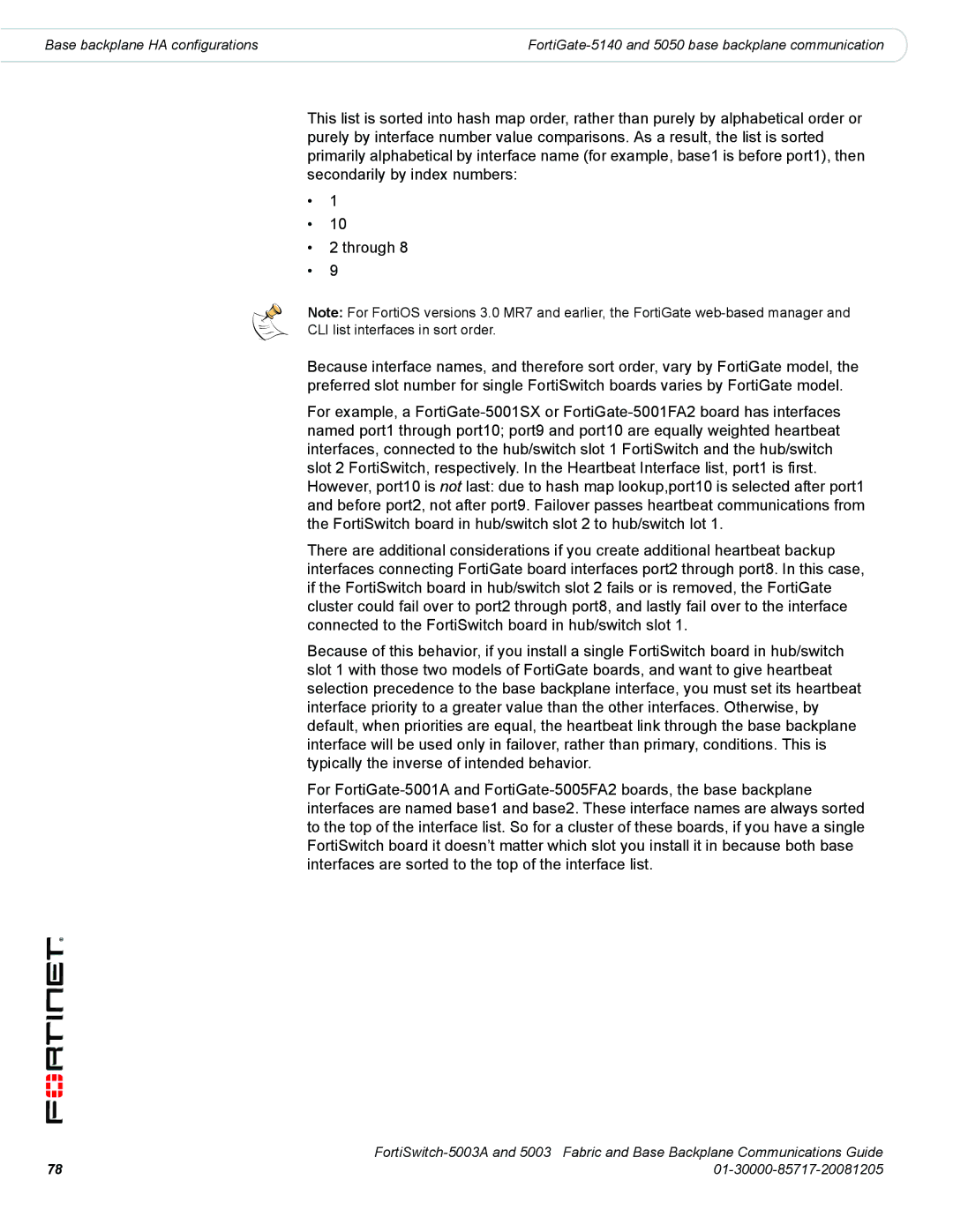 Fortinet 5003A manual Base backplane HA configurations 