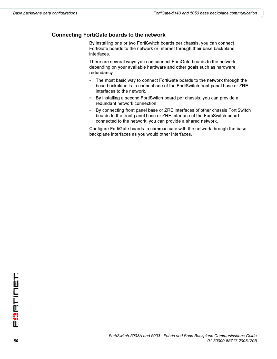 Fortinet 5003A manual Connecting FortiGate boards to the network 