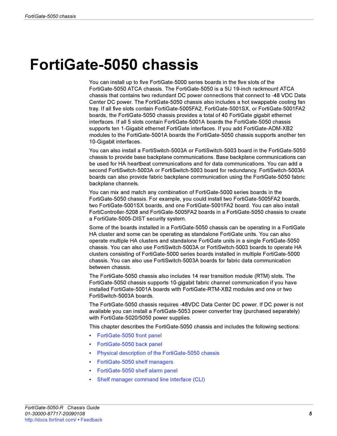 Fortinet 5050-R manual FortiGate-5050 chassis 