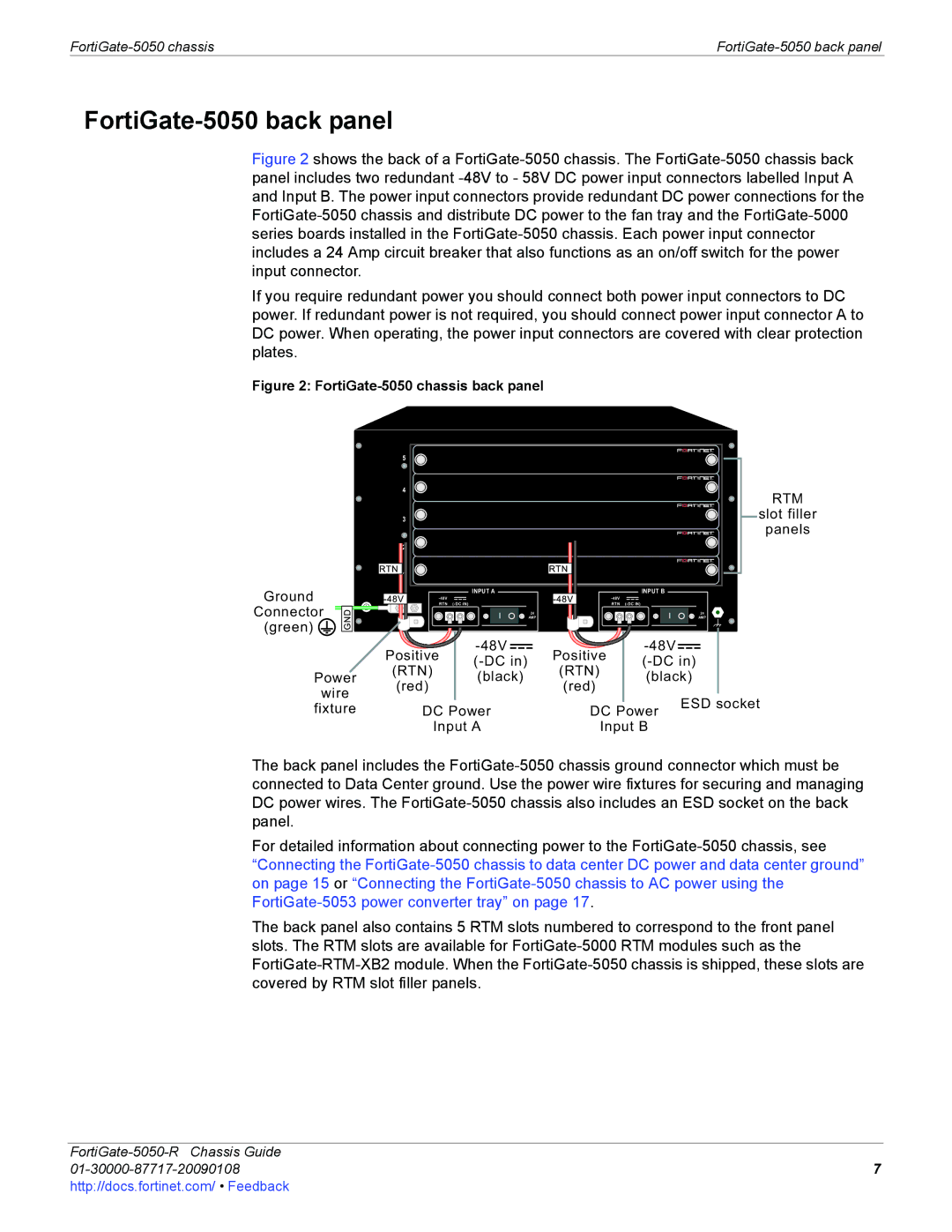 Fortinet 5050-R manual FortiGate-5050 back panel, Rtm 