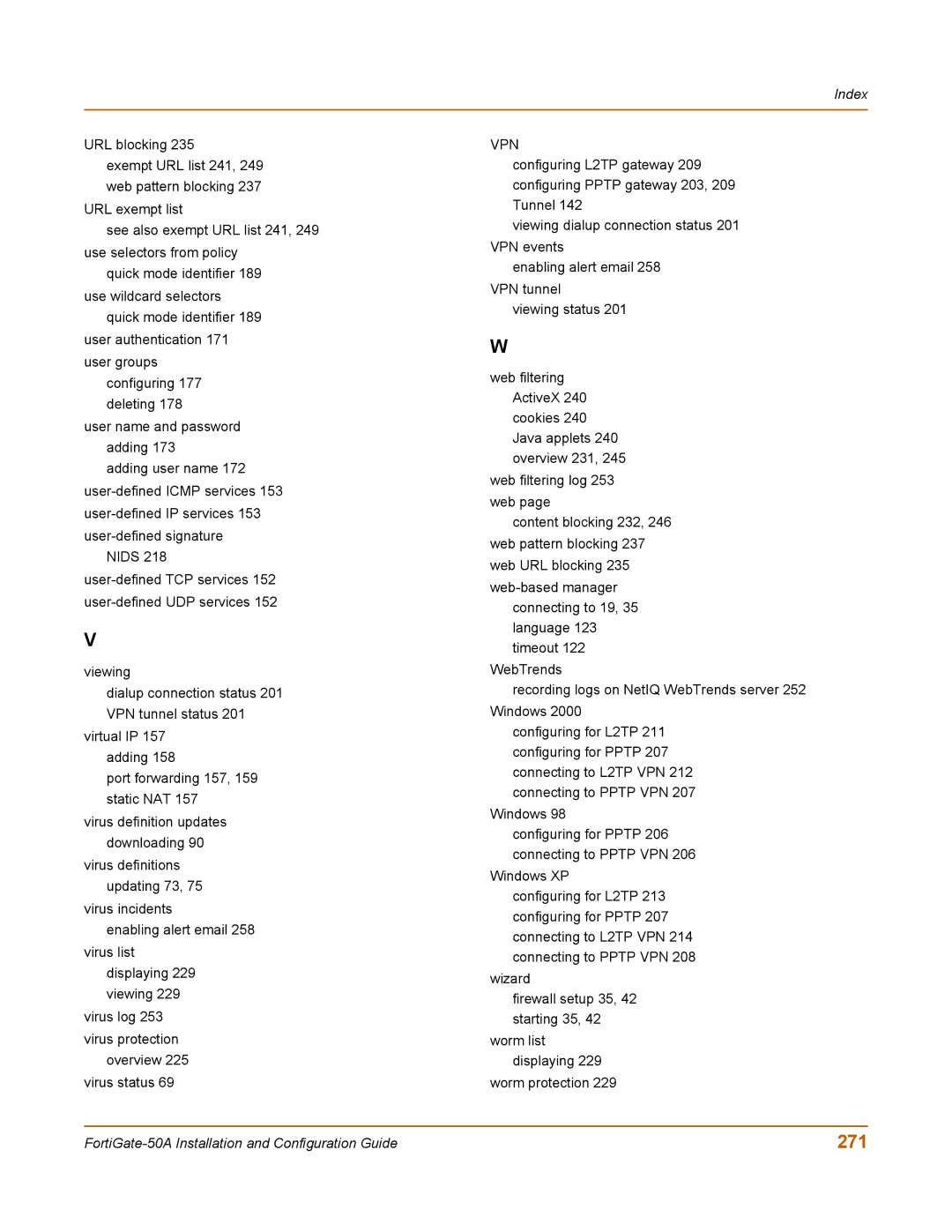 Fortinet 50A user manual 271, Vpn 