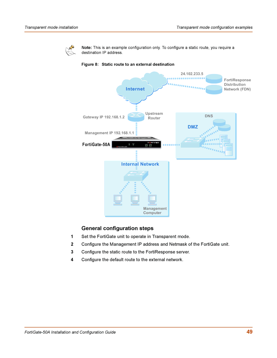 Fortinet 50A user manual Dmz 