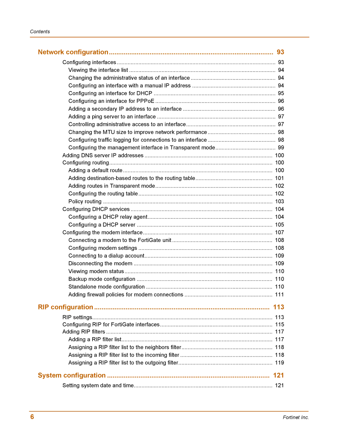 Fortinet 50A user manual Network configuration 