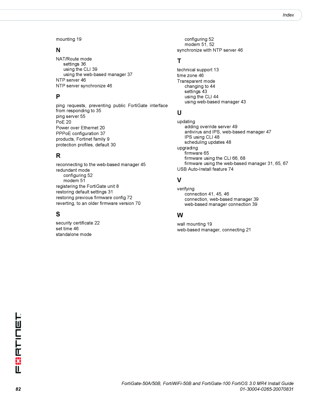 Fortinet 50A/50B, 100 manual Wall mounting Web-based manager, connecting 