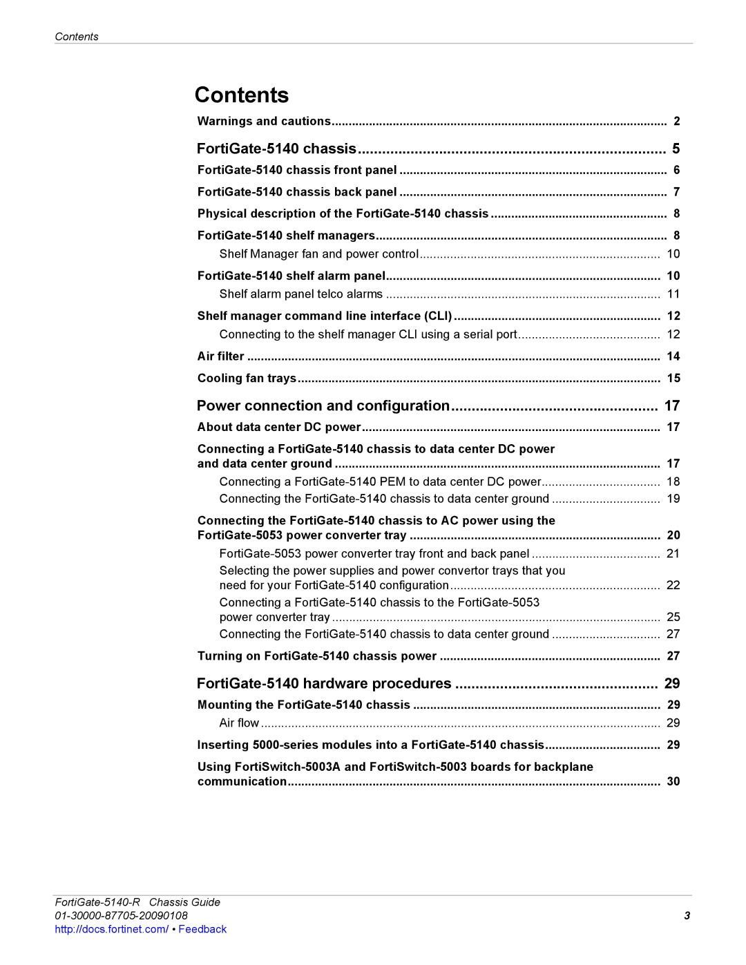 Fortinet 5140-R manual Contents 