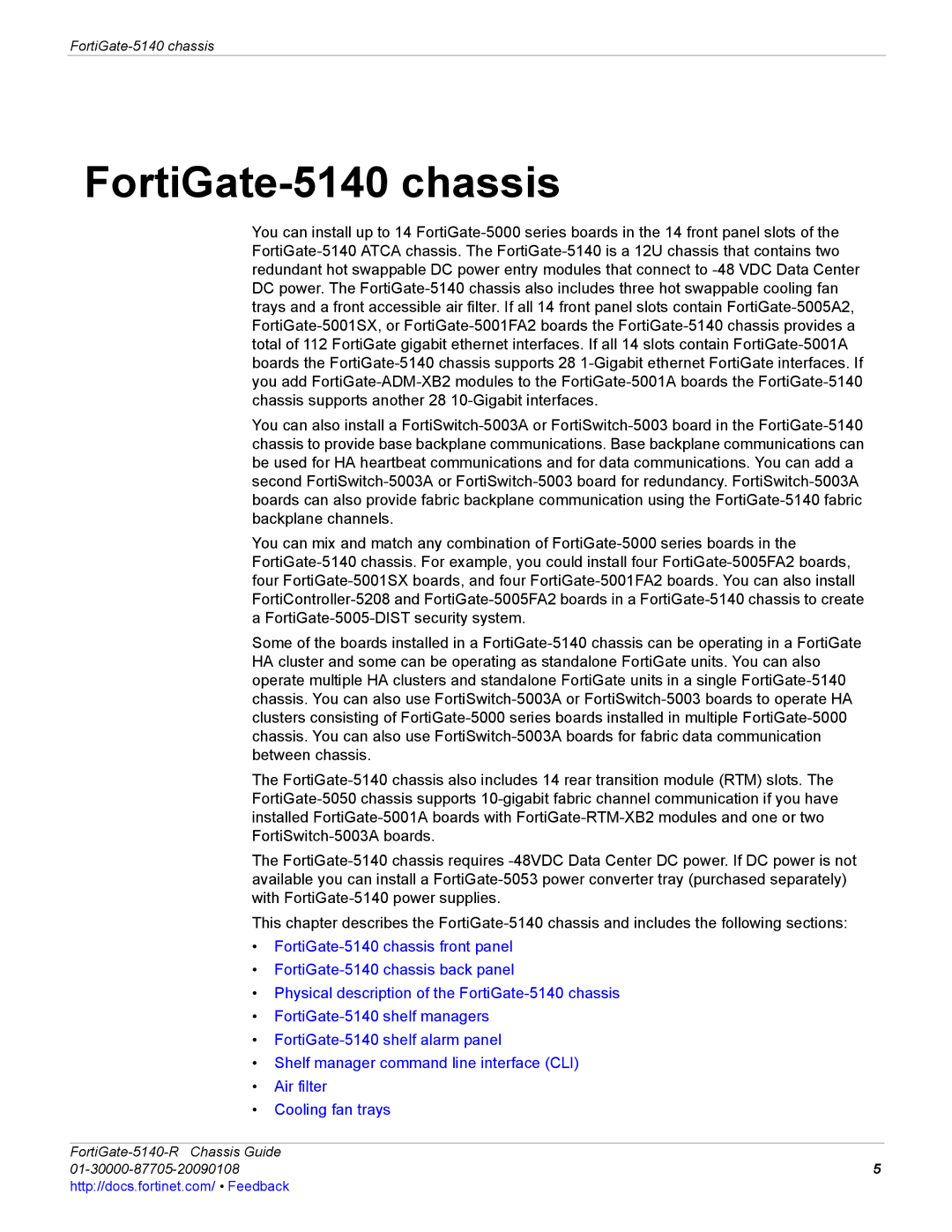 Fortinet 5140-R manual FortiGate-5140 chassis 