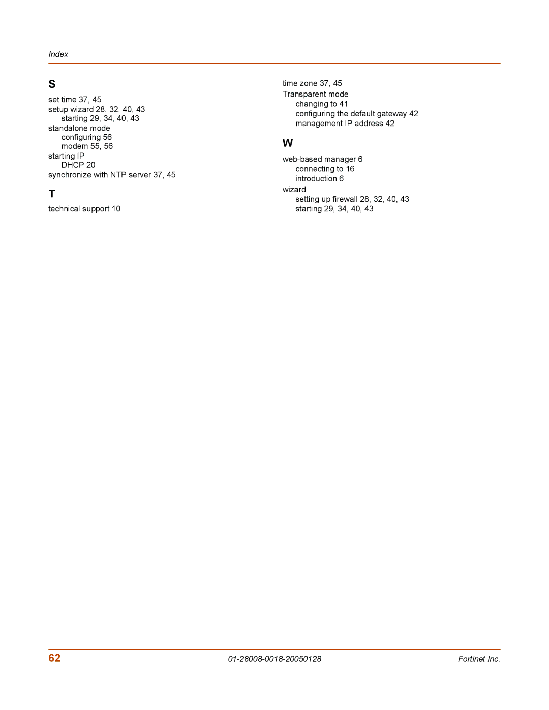 Fortinet 60c manual Index 