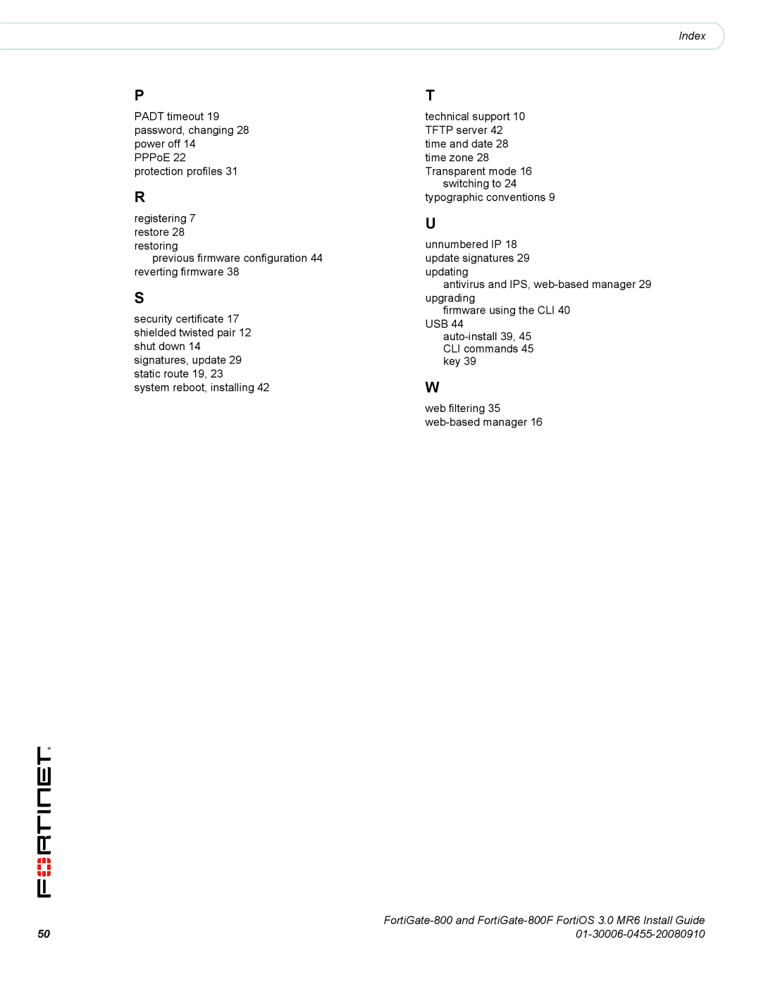 Fortinet 800/800F manual Web filtering 35 web-based manager 