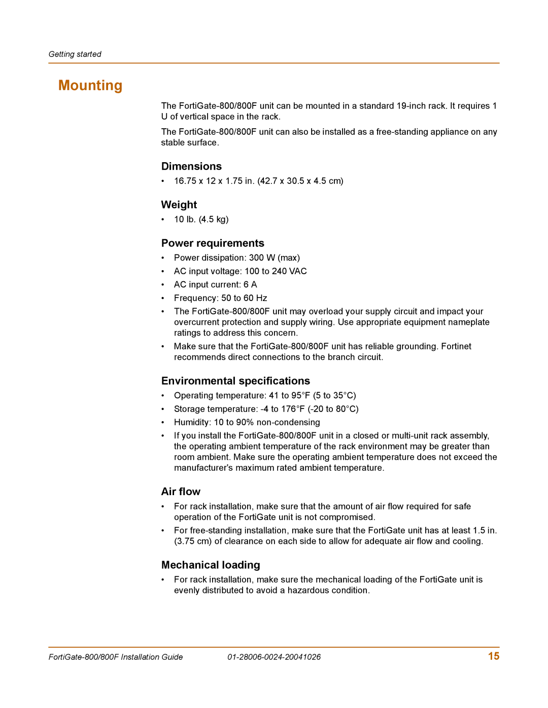 Fortinet 800F manual Mounting 