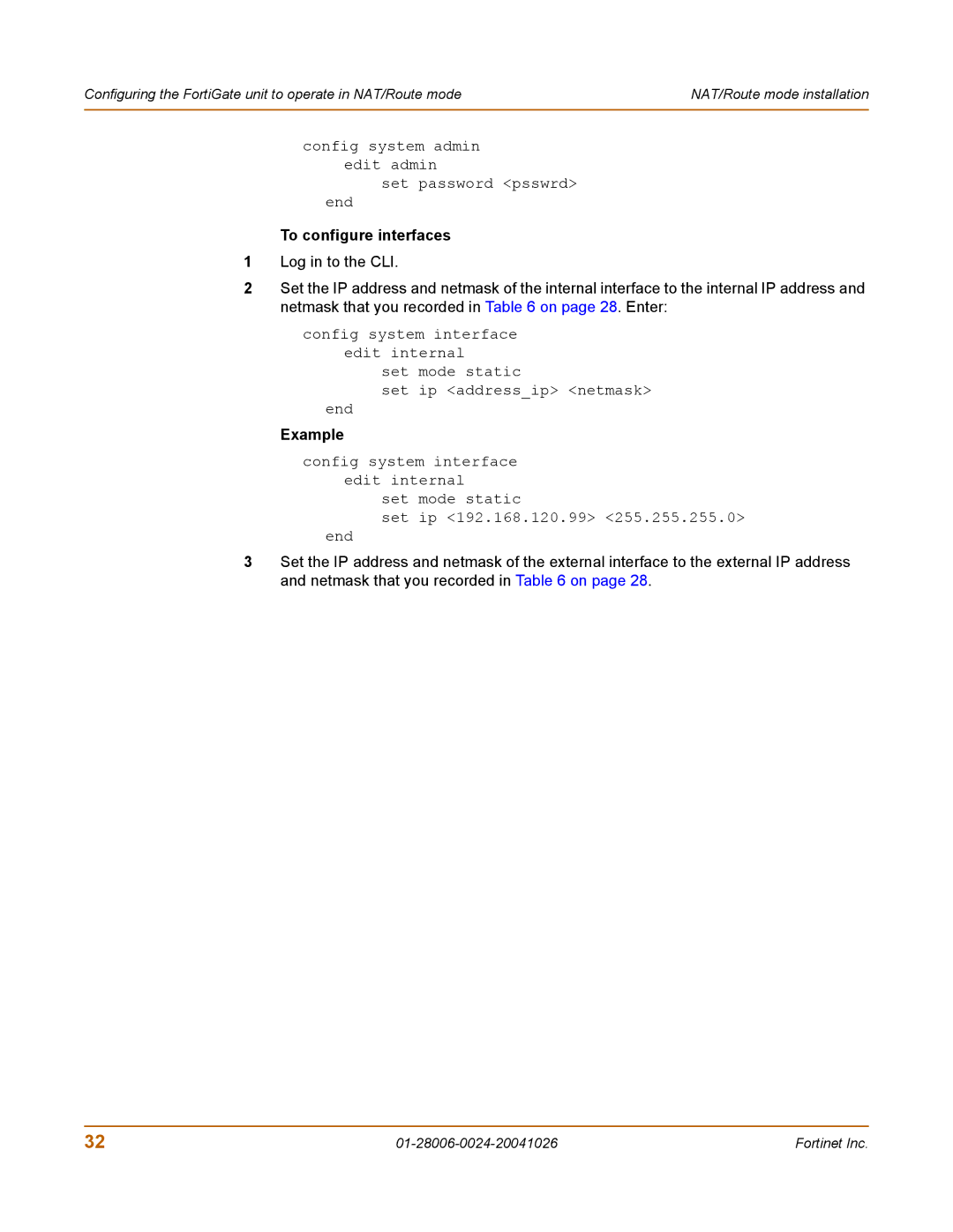 Fortinet 800F manual To configure interfaces, Example 