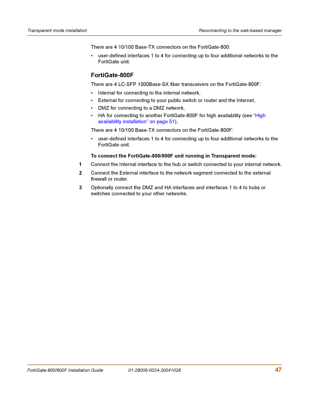 Fortinet manual FortiGate-800F 