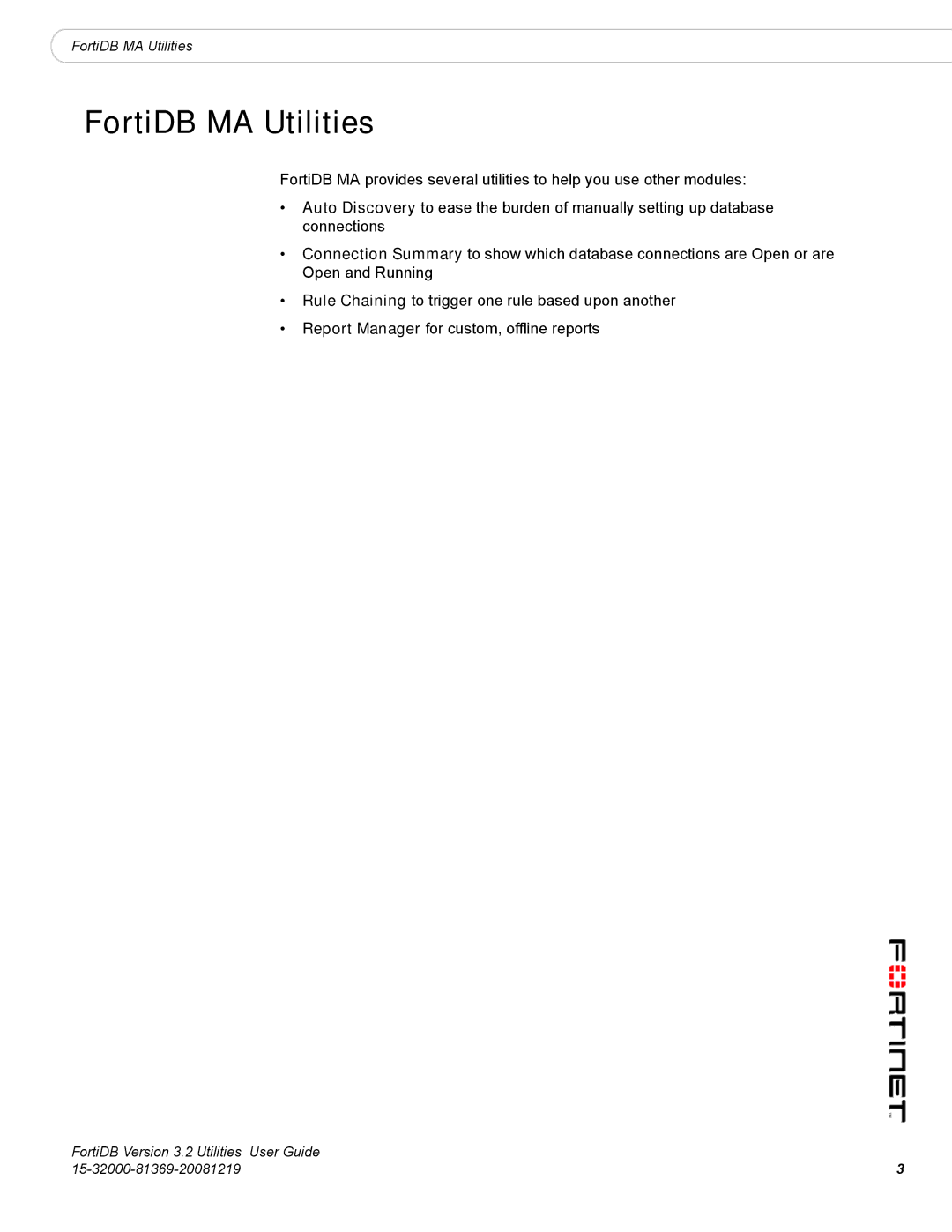 Fortinet manual FortiDB MA Utilities 