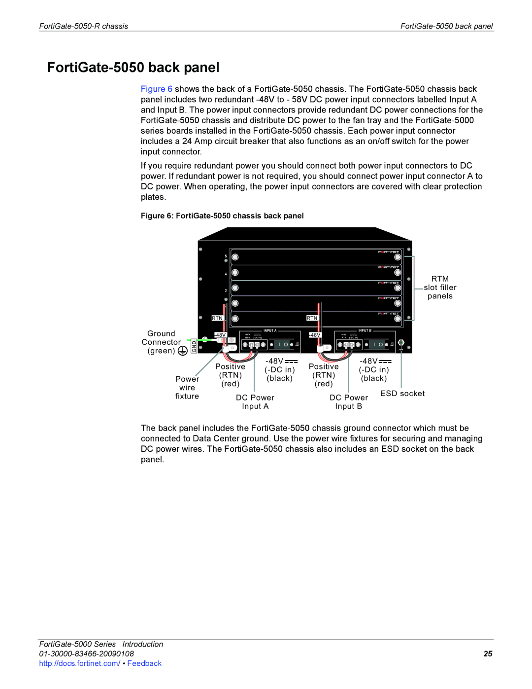 Fortinet FortiGate-5000 manual FortiGate-5050 back panel, FortiGate-5050 chassis back panel 