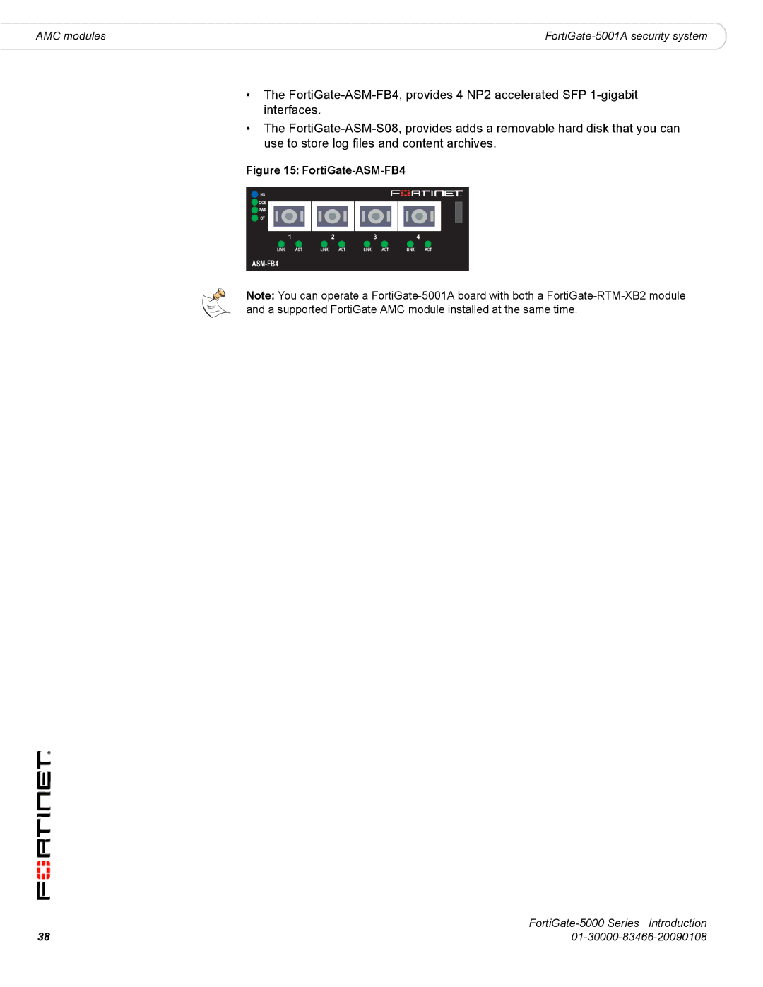 Fortinet FortiGate-5000 manual FortiGate-ASM-FB4 