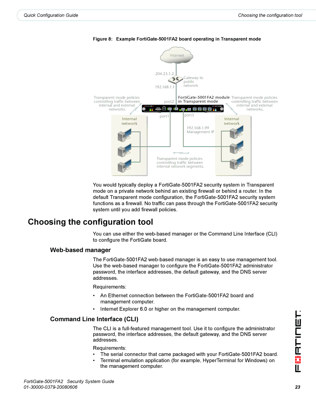 Fortinet FortiGate-5001FA2 manual Choosing the configuration tool, Web-based manager, Command Line Interface CLI 