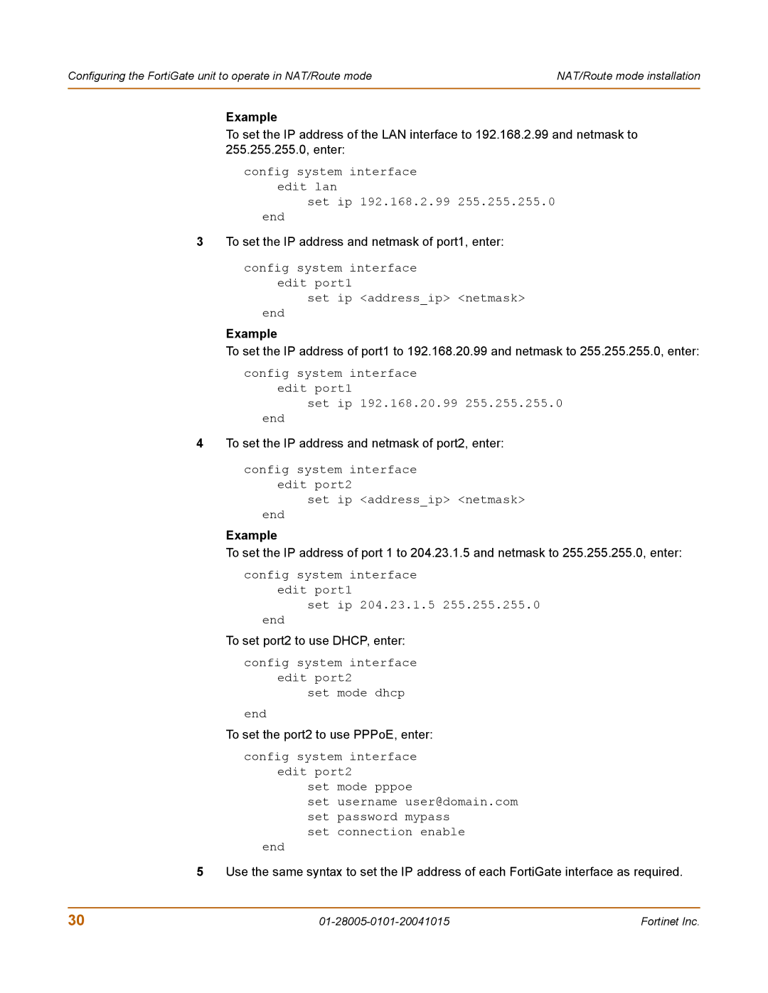 Fortinet 127, FORTIGATE, 500A, Network Router manual Example 