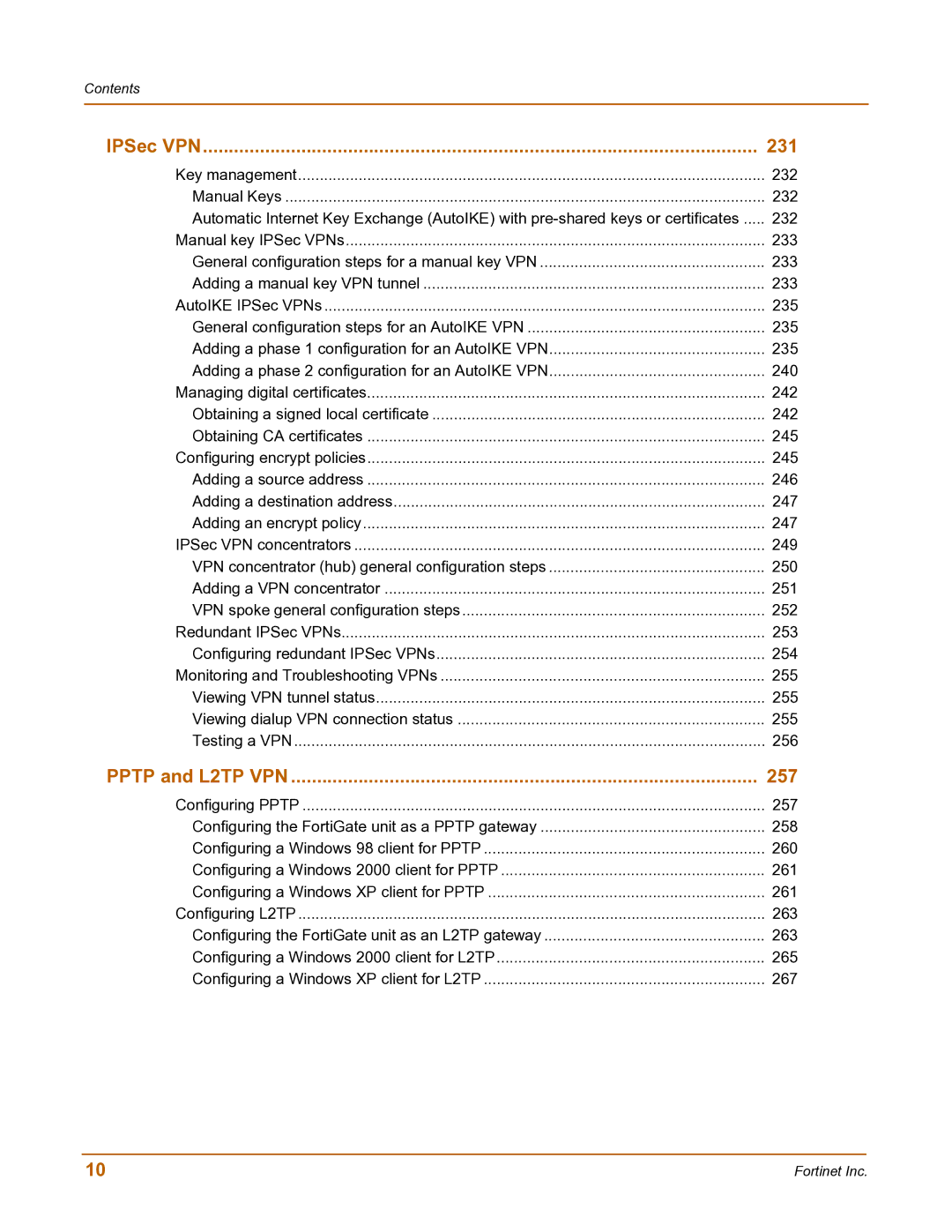 Fortinet FortiGate-800 manual IPSec VPN 231 