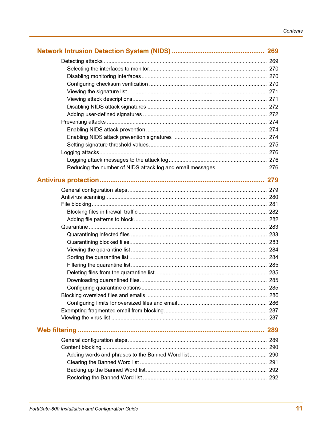 Fortinet FortiGate-800 manual Network Intrusion Detection System Nids 269 
