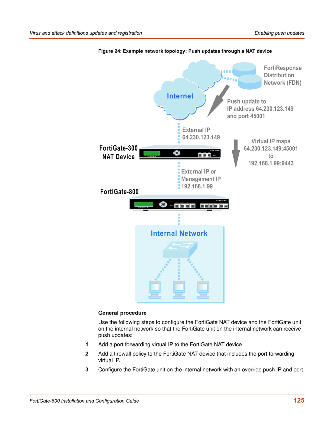 Fortinet FortiGate-800 manual 125, General procedure 