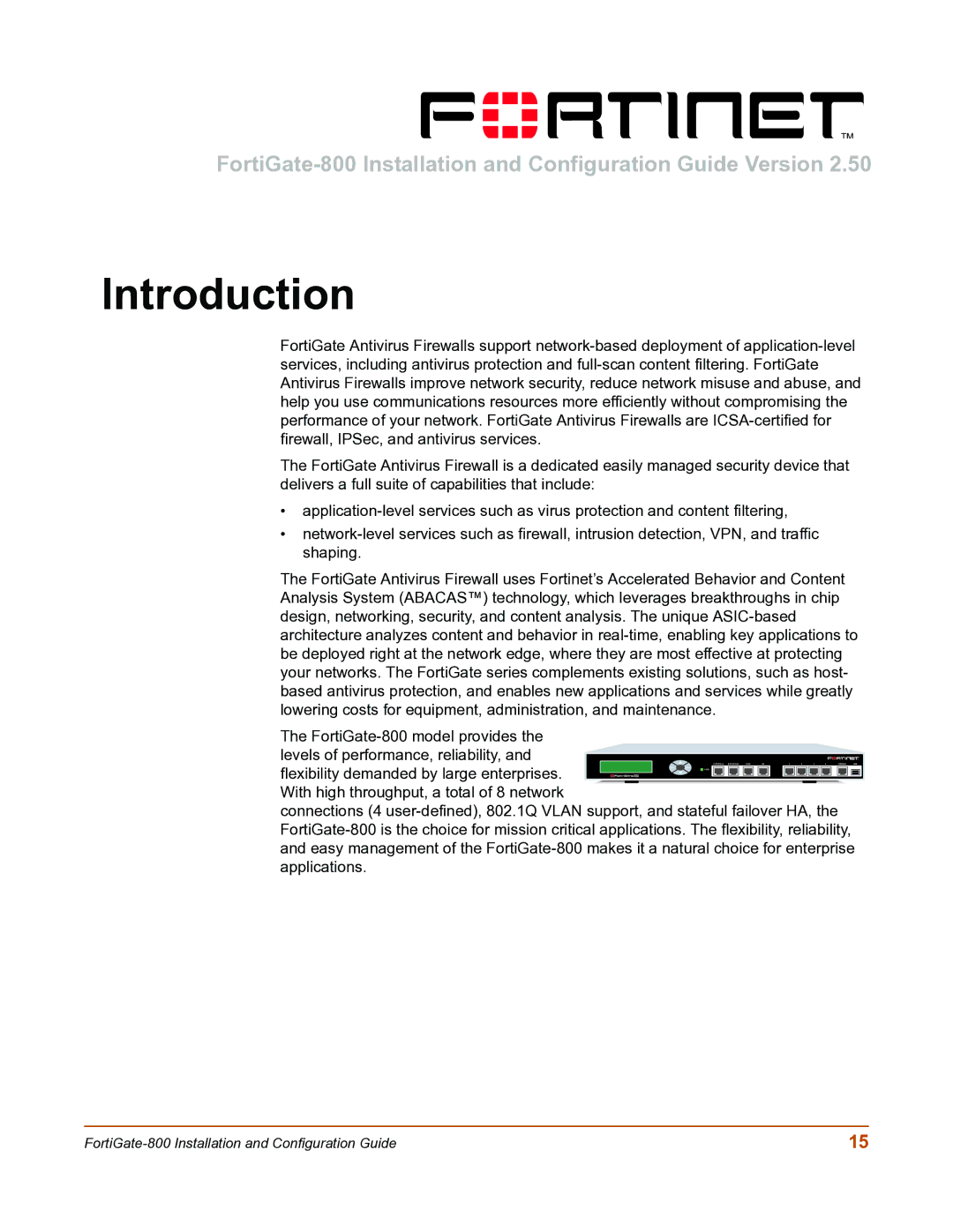 Fortinet FortiGate-800 manual Introduction, Flexibility demanded by large enterprises 