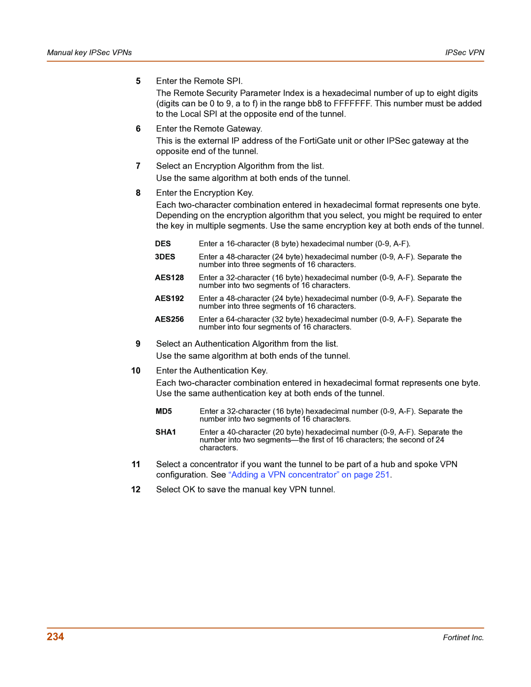 Fortinet FortiGate-800 manual 234, AES128, AES192, AES256 