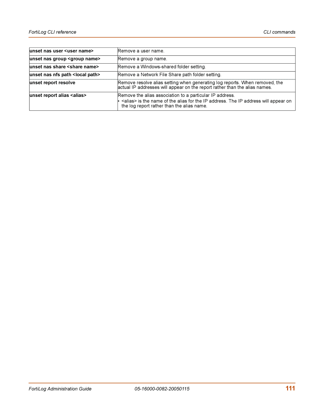 Fortinet FortiLog-100, FortiLog-800, FortiLog-400 manual 111 