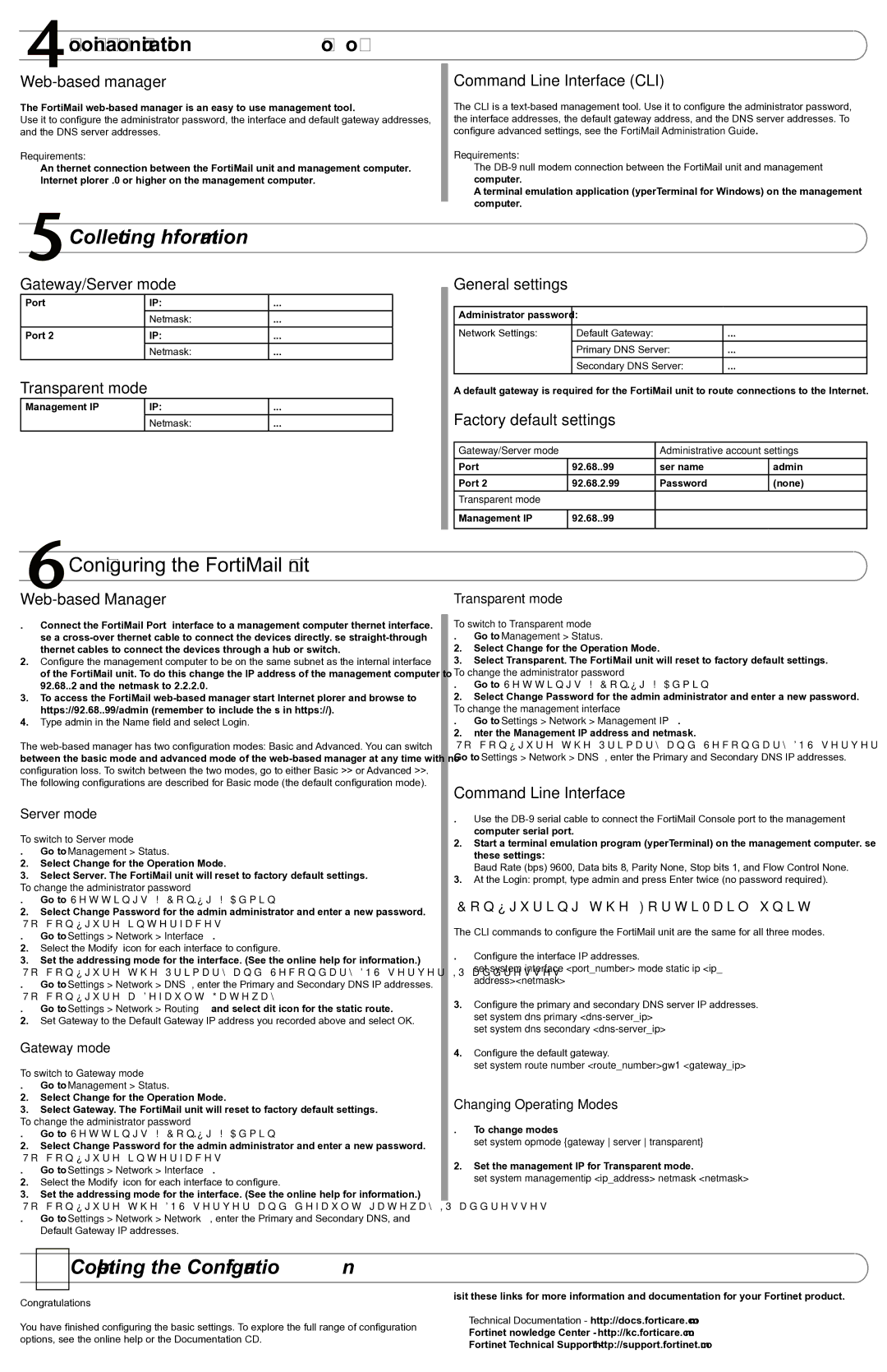 Fortinet FORTIMAIL-5000 quick start Choosing a Configuration Tool, Collecting Information, Configuring the FortiMail Unit 