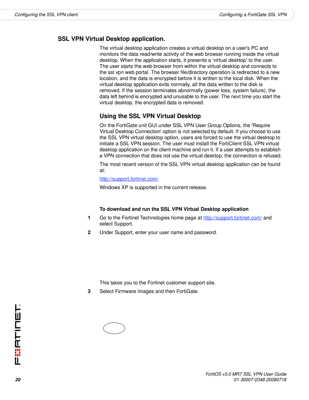 Fortinet FORTIOS V3.0 MR7 manual SSL VPN Virtual Desktop application, Using the SSL VPN Virtual Desktop 