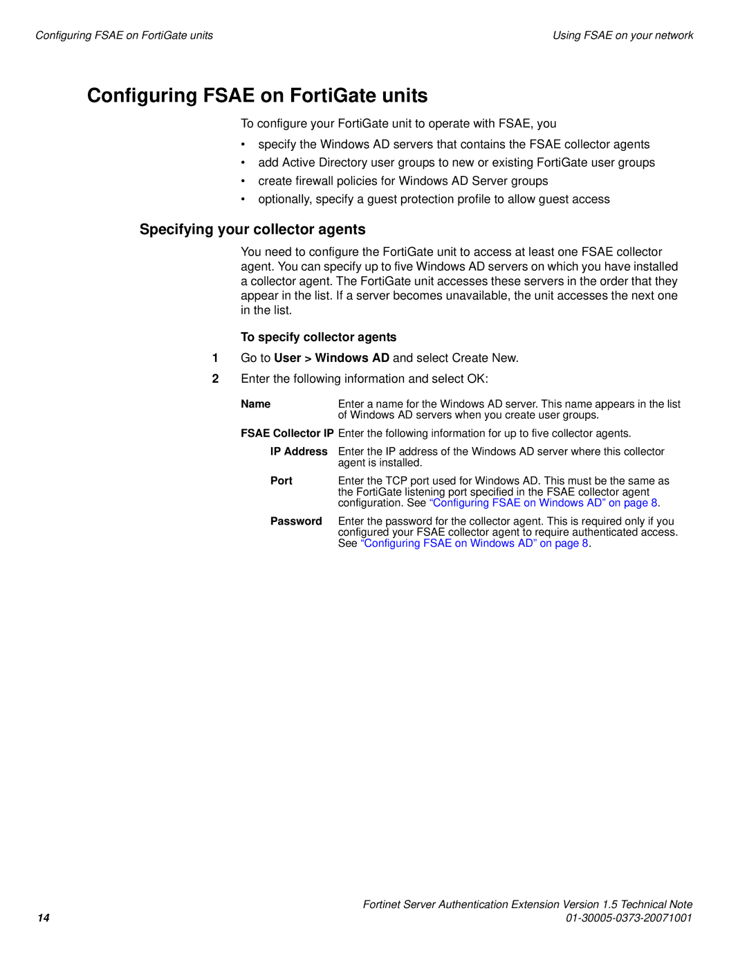 Fortinet FSAE manual Configuring Fsae on FortiGate units, Specifying your collector agents, To specify collector agents 