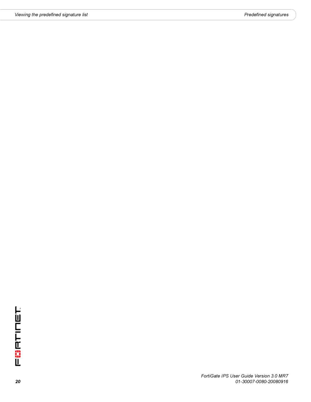 Fortinet IPS manual Viewing the predefined signature list 