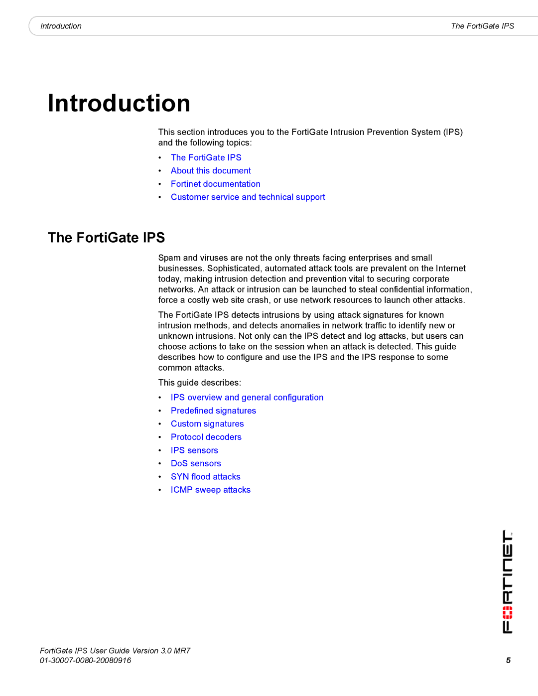 Fortinet manual Introduction, FortiGate IPS 