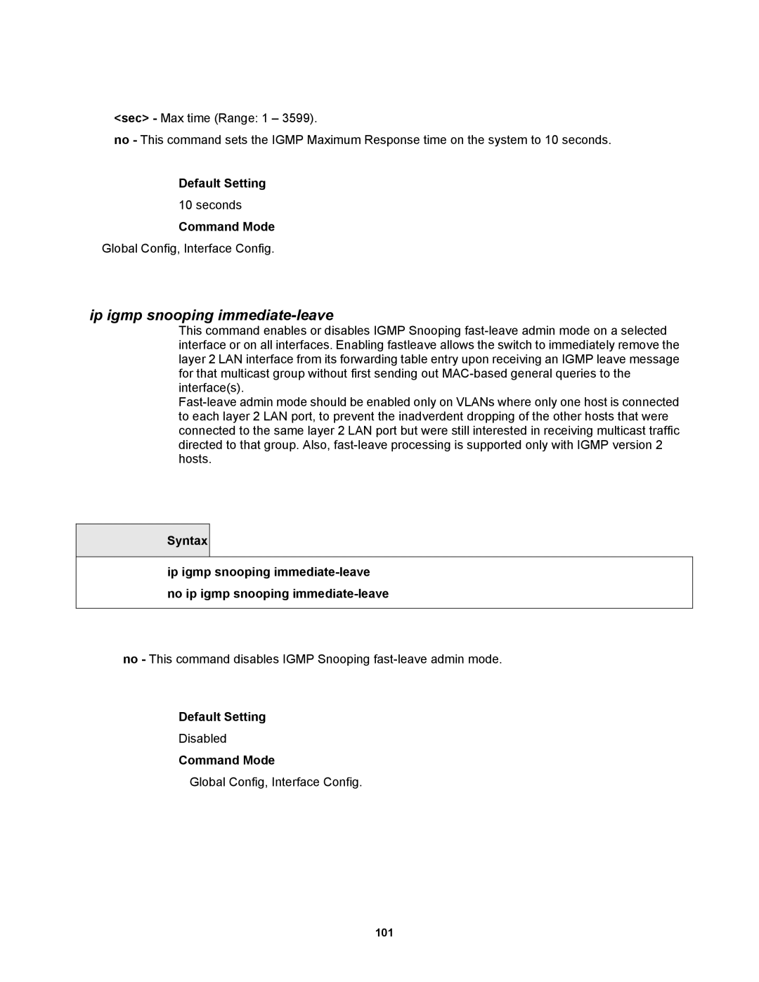 Fortinet MR1 manual Ip igmp snooping immediate-leave 